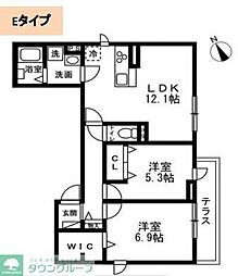 藤沢市本町1丁目マンション 2LDKの間取図画像