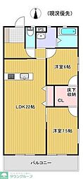 茅ヶ崎市東海岸南1丁目アパート 2LDKの間取図画像