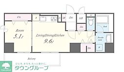 レジデンス湘南平塚 1LDKの間取図画像