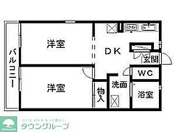 オメガスクエア 2DKの間取図画像