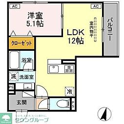 ブルマーレ湘南台 1LDKの間取図画像