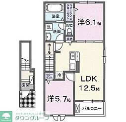プティ・リス 2LDKの間取図画像