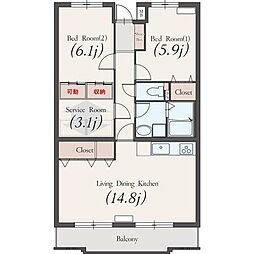エクセラン湘南 2SLDKの間取図画像