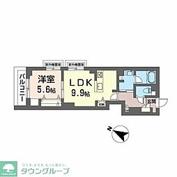 フェリシアガーデンちがさき 1LDKの間取図画像