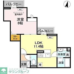 D-Sereno志木柏町 2階1LDKの間取り