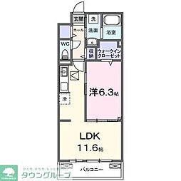 ヒカルサ西所沢 1LDKの間取図画像