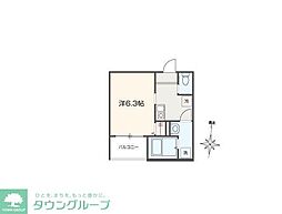 MELLAS元加治 1Kの間取図画像