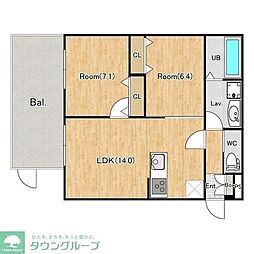 シエーナ新座 1階2LDKの間取り
