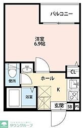 グランクオール美園町ウエストレジデンス 104 1階1Kの間取り