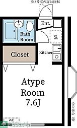 西武国分寺線 鷹の台駅 徒歩9分の賃貸アパート 2階ワンルームの間取り