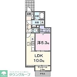 川越市中台南1丁目アパート 1LDKの間取図画像