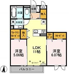 クレセール・コンテス仙波 2LDKの間取図画像