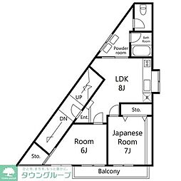 友鶴ビル 2LDKの間取図画像