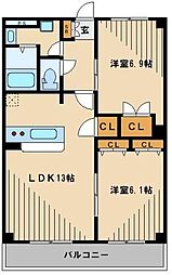 ピークエリシオン 2LDKの間取図画像