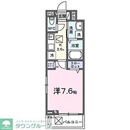 オークランドコーポ 1Kの間取図画像