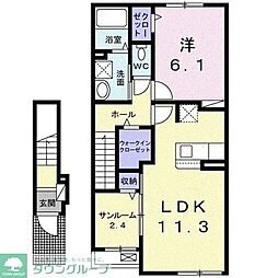 メゾン・ド・メルヴェイユ 1LDKの間取図画像
