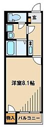 レオネクストレインボー上竹 1Kの間取図画像