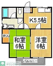 サニーハイツ比留間 2Kの間取図画像