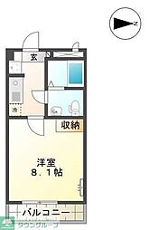 ビオス北朝霞 1Kの間取図画像