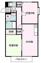 パナハイツ内野B 2DKの間取図画像