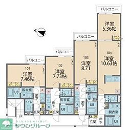 新座市大和田1丁目アパート 1LDKの間取図画像