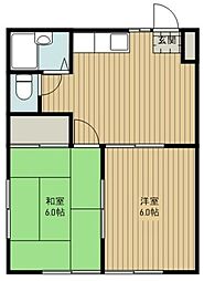 ジュネス狭山3号館 2DKの間取図画像