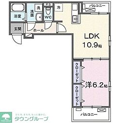 ピヴォワンヌ 1LDKの間取図画像