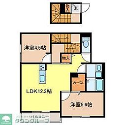 川越市南大塚4丁目アパート 2LDKの間取図画像