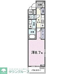 セレーノフォリア 1Kの間取図画像