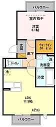 シャトレー明神 1LDKの間取図画像
