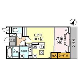 ONARIGOTEN-D 1LDKの間取図画像
