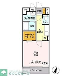 レッドウッド2 1Kの間取図画像