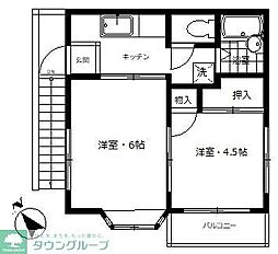カーサベラデ狭山ケ丘 2Kの間取図画像