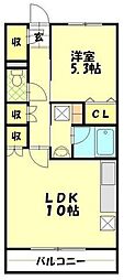 クリオ志木駅前 1LDKの間取図画像