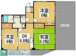 アズセナ 3DKの間取図画像
