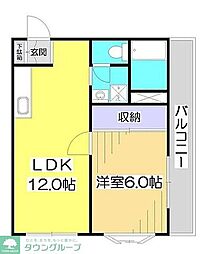 メリーライフみずほ台 1LDKの間取図画像