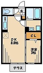 エリンコート 1LDKの間取図画像