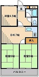 煉瓦館京極 3DKの間取図画像
