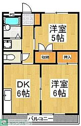 サンロードハイム2号館 2DKの間取図画像
