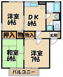 エスポワール入間 3DKの間取図画像