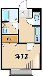 パルメゾン小手指 1Kの間取図画像