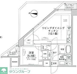 アイルプレミアム押上ノルド 5階1LDKの間取り