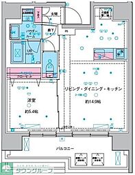 GENOVIA本所吾妻橋III 12階1LDKの間取り