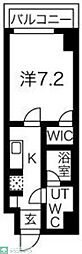 プレール・ドゥーク菊川 5階1Kの間取り