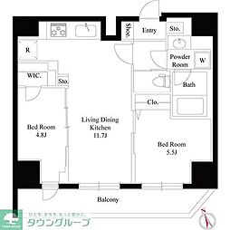 GRANPASEO浅草橋 8階2LDKの間取り