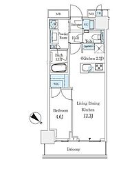 ＭＩＤ　ＴＯＷＥＲ　ＧＲＡＮＤ 11階1LDKの間取り