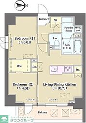 CLIOlabellevie元浅草 2LDKの間取図画像