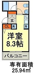 パークアクシス亀戸 1Kの間取図画像