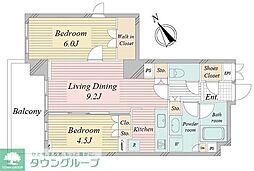 アクティ東仲通り 2LDKの間取図画像