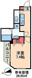 Grandir門前仲町 1Kの間取図画像